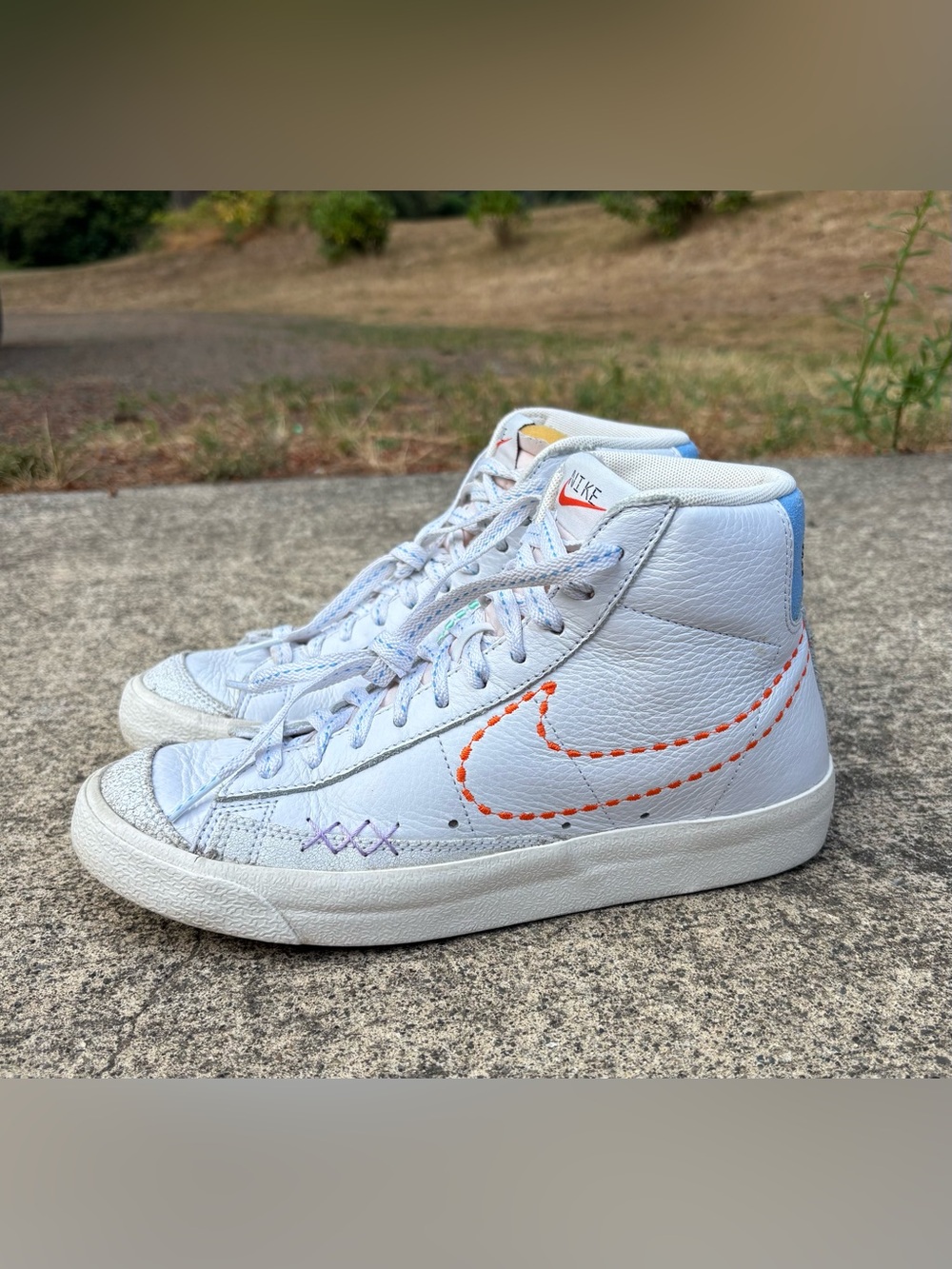 Nike Blazer Mid 77 Vintage Nike 101 White Multi Stitch Sneakers 8.5